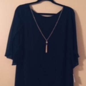 DressBarn Chain Chiffon Dress Navy Blue